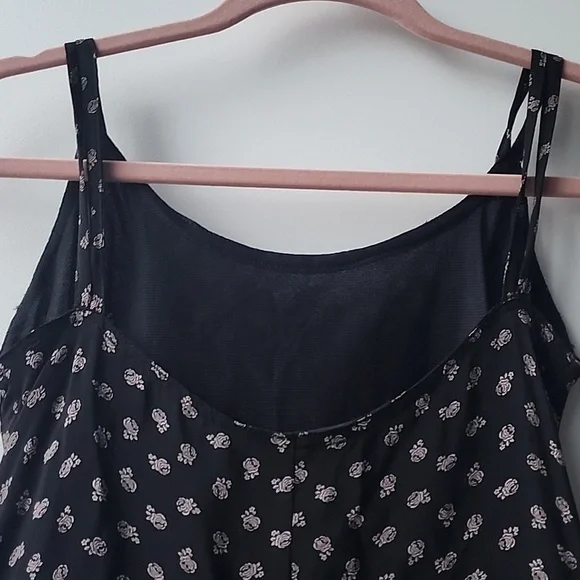 Vintage 90s Cinch Laced Front 100% Printed Viscose Midi Dress - Picture 6 of 8